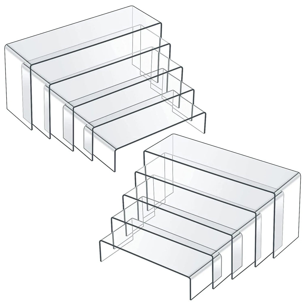 Acrylic Riser,Rectangular Acrylic Display Stand Shelf Clear Display Risers for Decor,Cake,Funko Pop,Retail Shoe Showcase Shelves