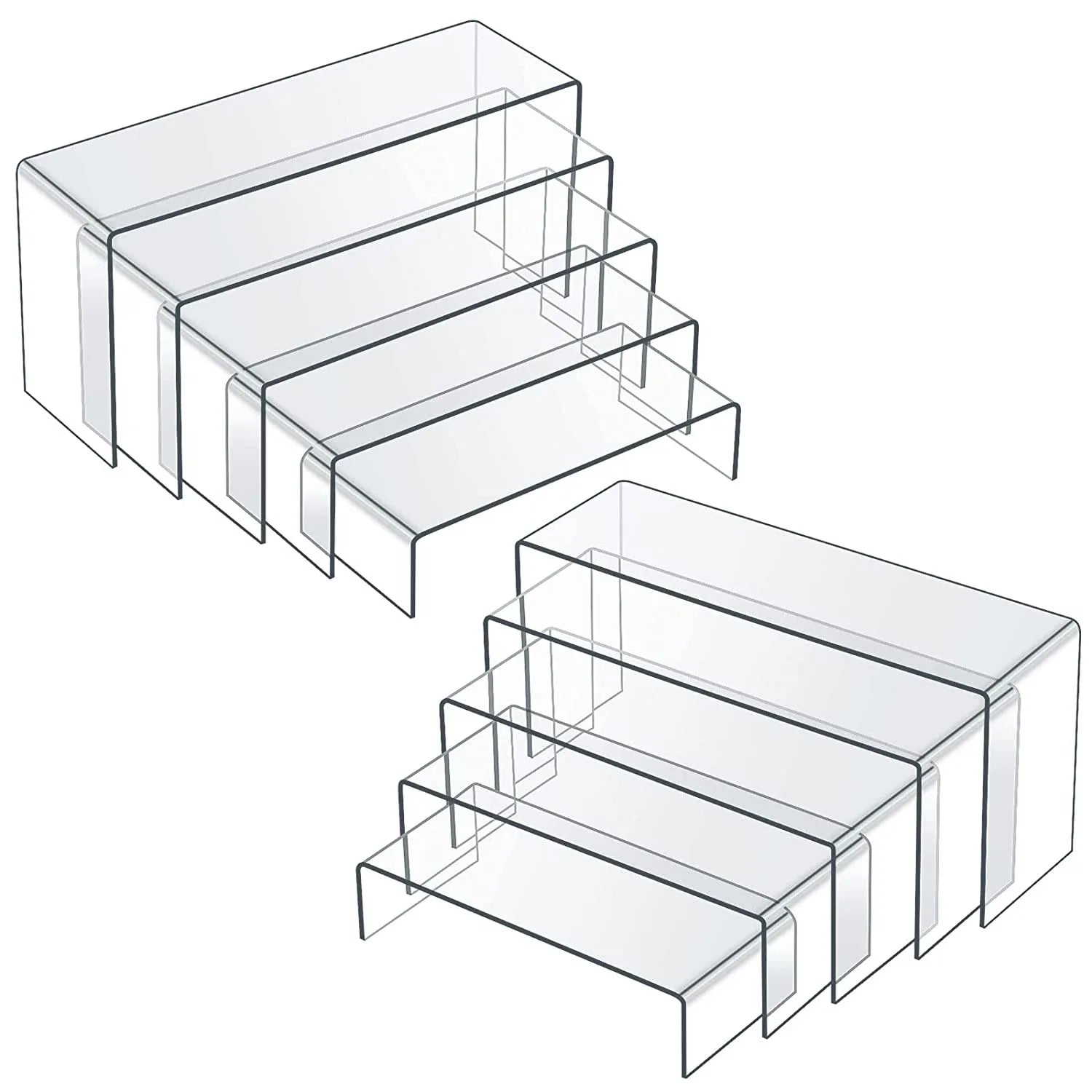 Acrylic Riser,Rectangular Acrylic Display Stand Shelf Clear Display Risers for Decor,Cake,Funko Pop,Retail Shoe Showcase Shelves