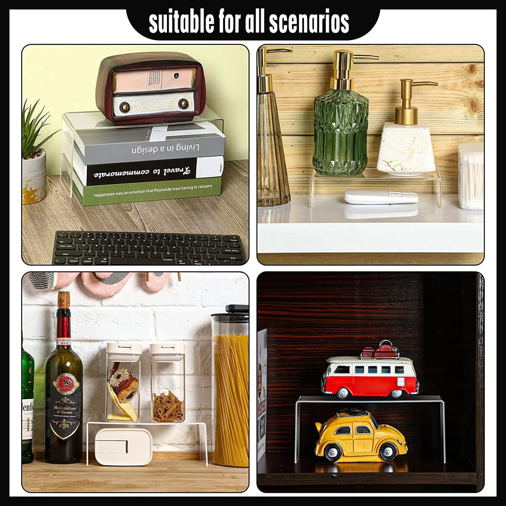 Acrylic Riser,Rectangular Acrylic Display Stand Shelf Clear Display Risers for Decor,Cake,Funko Pop,Retail Shoe Showcase Shelves