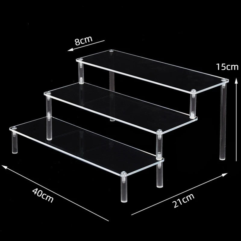 1-5 Tier Acrylic Display Stand,Clear Display Riser Rack for Cupcake,Perfume Doll Décor and Organizer Amiibo Funko POP Figures