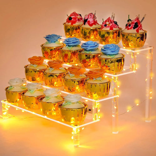 1-5 Tier Acrylic Display Stand,Clear Display Riser Rack for Cupcake,Perfume Doll Décor and Organizer Amiibo Funko POP Figures