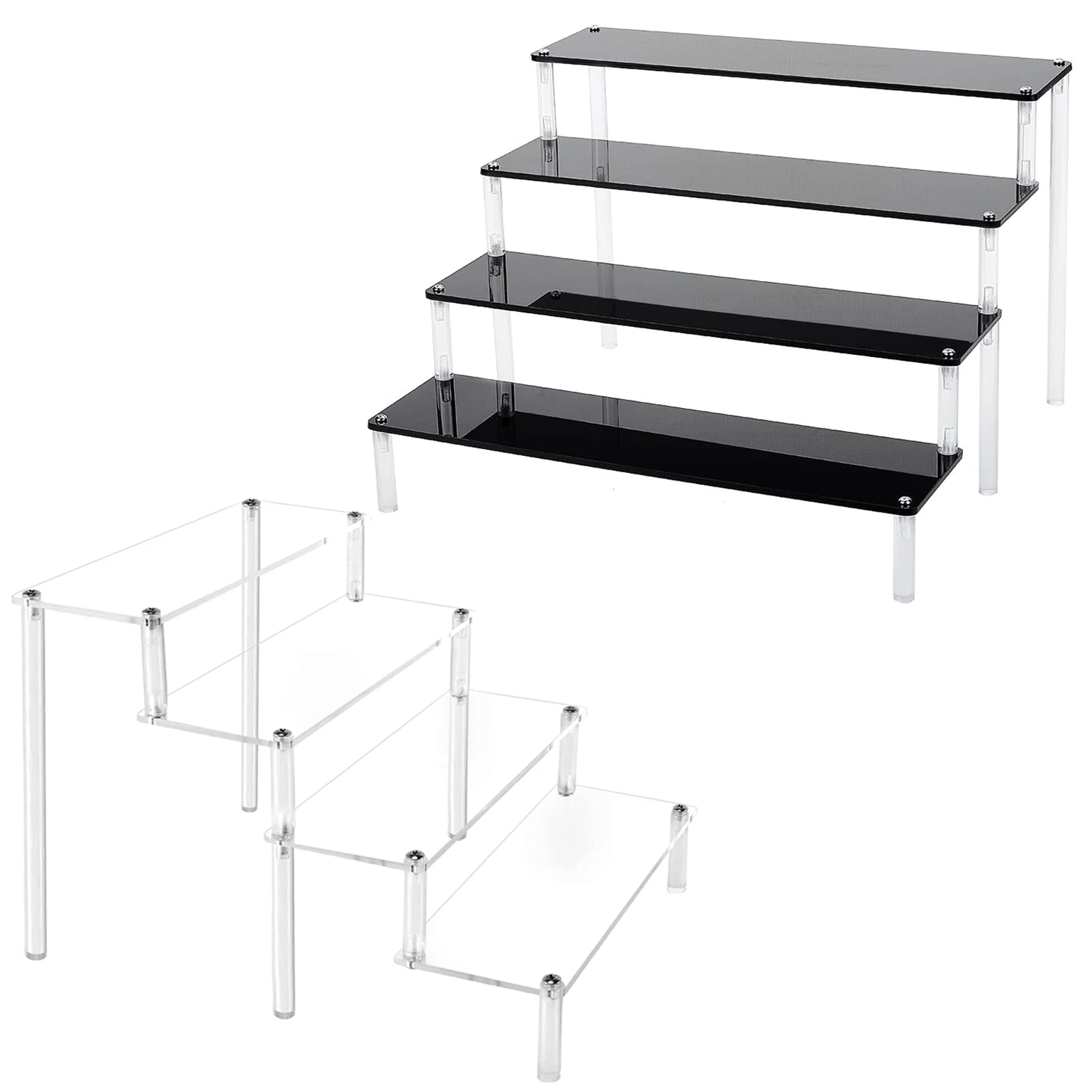 Black Acrylic Riser Display Shelf Perfume Stand Cologne Cupcake Stand for Funko POP Figures Desserts Holder Collection Cosmetic