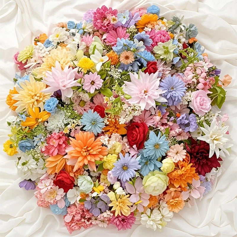 20/52Pcs Mini Random Mix Artificial Flowers Silk Fake Flowers for Home Decor DIY Craft Gifts Accessories Bride Wedding Decor