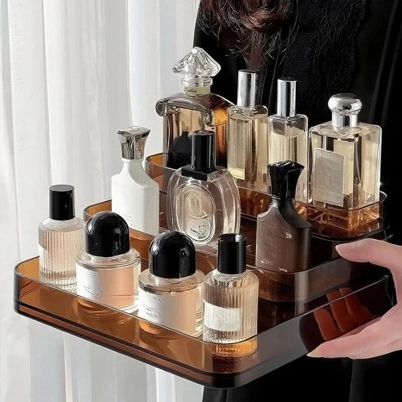 3 Tier Desktop Perfume Shelf PET Cosmetic Organizer Perfume Storage Rack Doll Display Stand Kitchen Seasoning Organizer