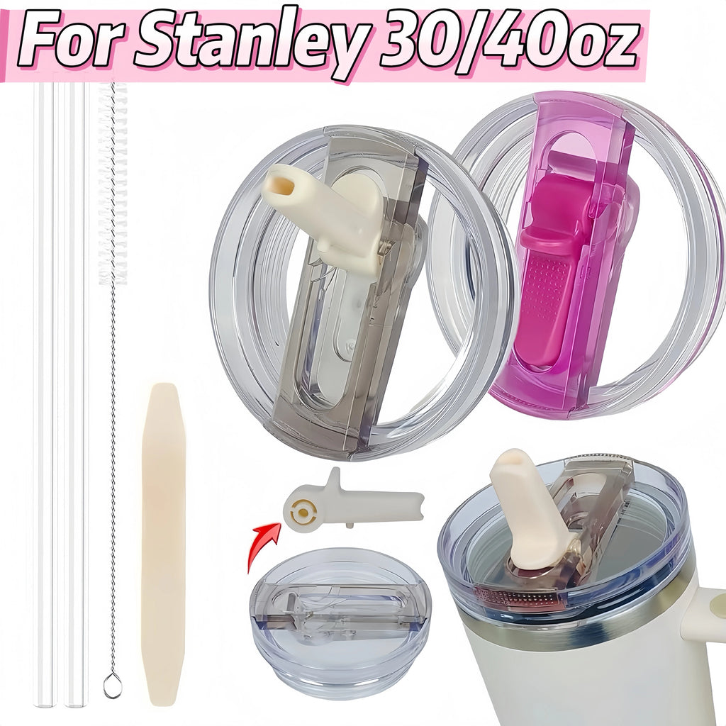 For Stanley 20oz 30oz 40oz Leak-Proof Flip Straw Lid Replacement, BPA-Free Detachable Travel Cover Accessories Easy Cleaning