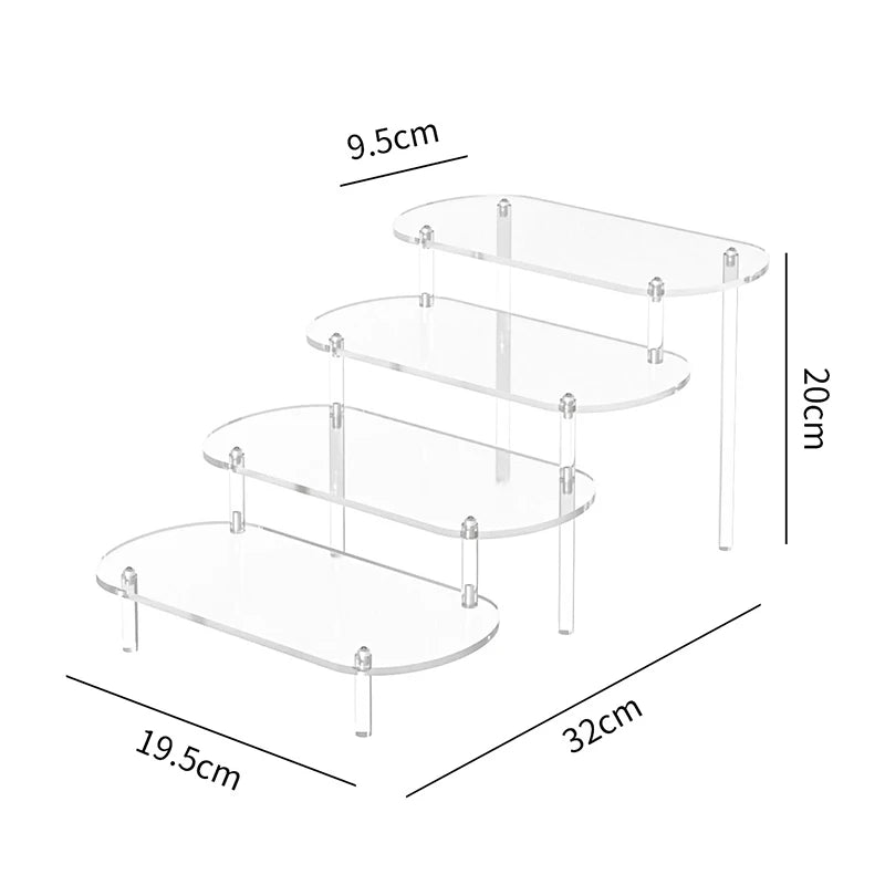 Acrylic Display Stand Rounded Corners Display Shelf Cupcake Perfume Jewelry Organizer Transparent Shelves Storage Organization