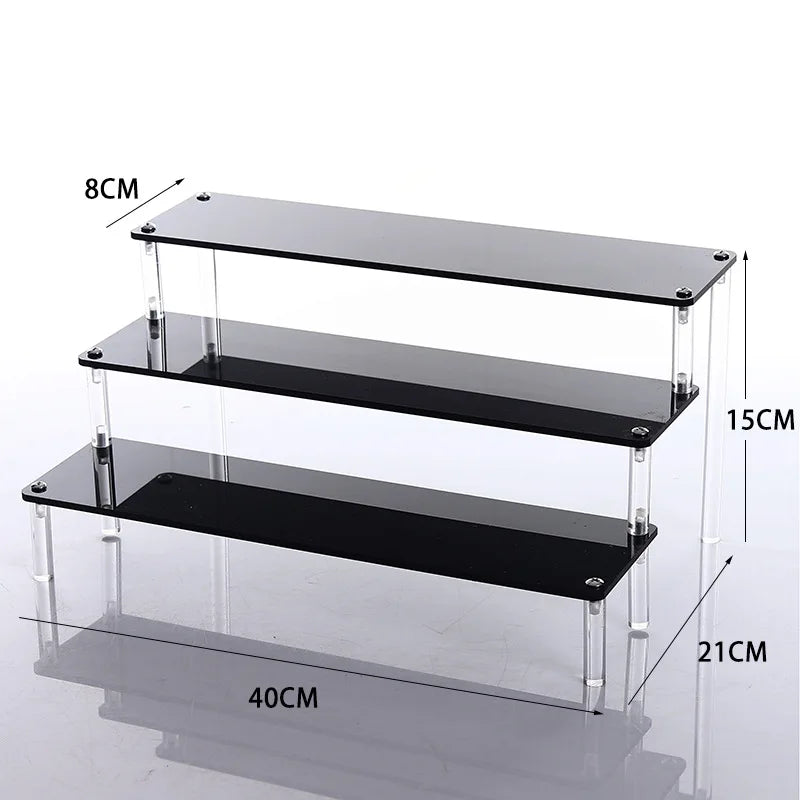 Black Acrylic Riser Display Shelf Perfume Stand Cologne Cupcake Stand for Funko POP Figures Desserts Holder Collection Cosmetic