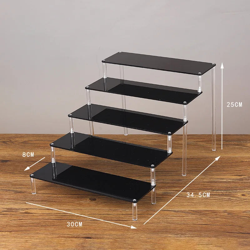Black Acrylic Riser Display Shelf Perfume Stand Cologne Cupcake Stand for Funko POP Figures Desserts Holder Collection Cosmetic