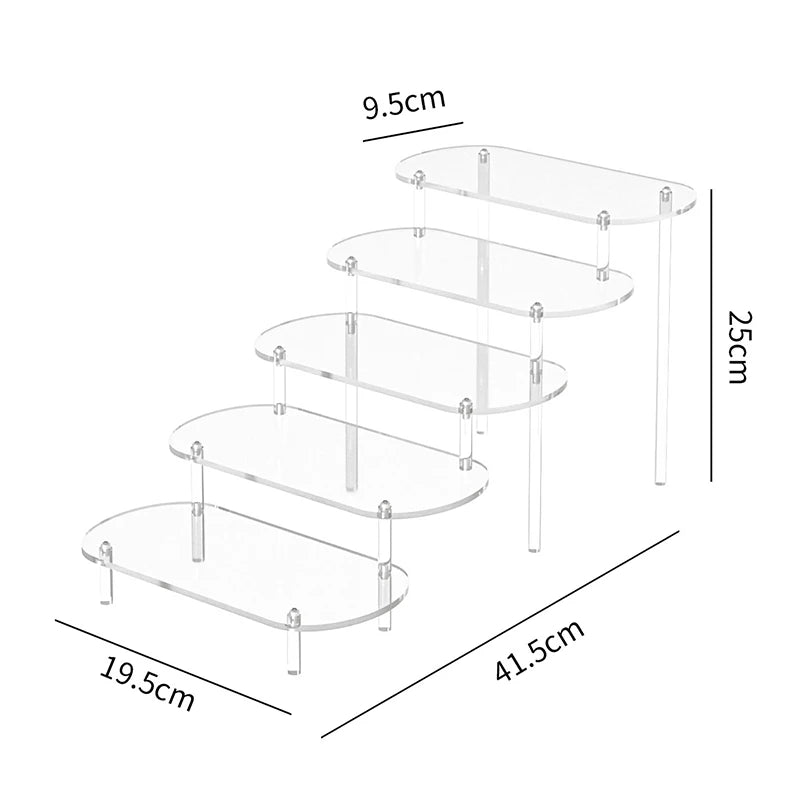 Acrylic Display Stand Rounded Corners Display Shelf Cupcake Perfume Jewelry Organizer Transparent Shelves Storage Organization