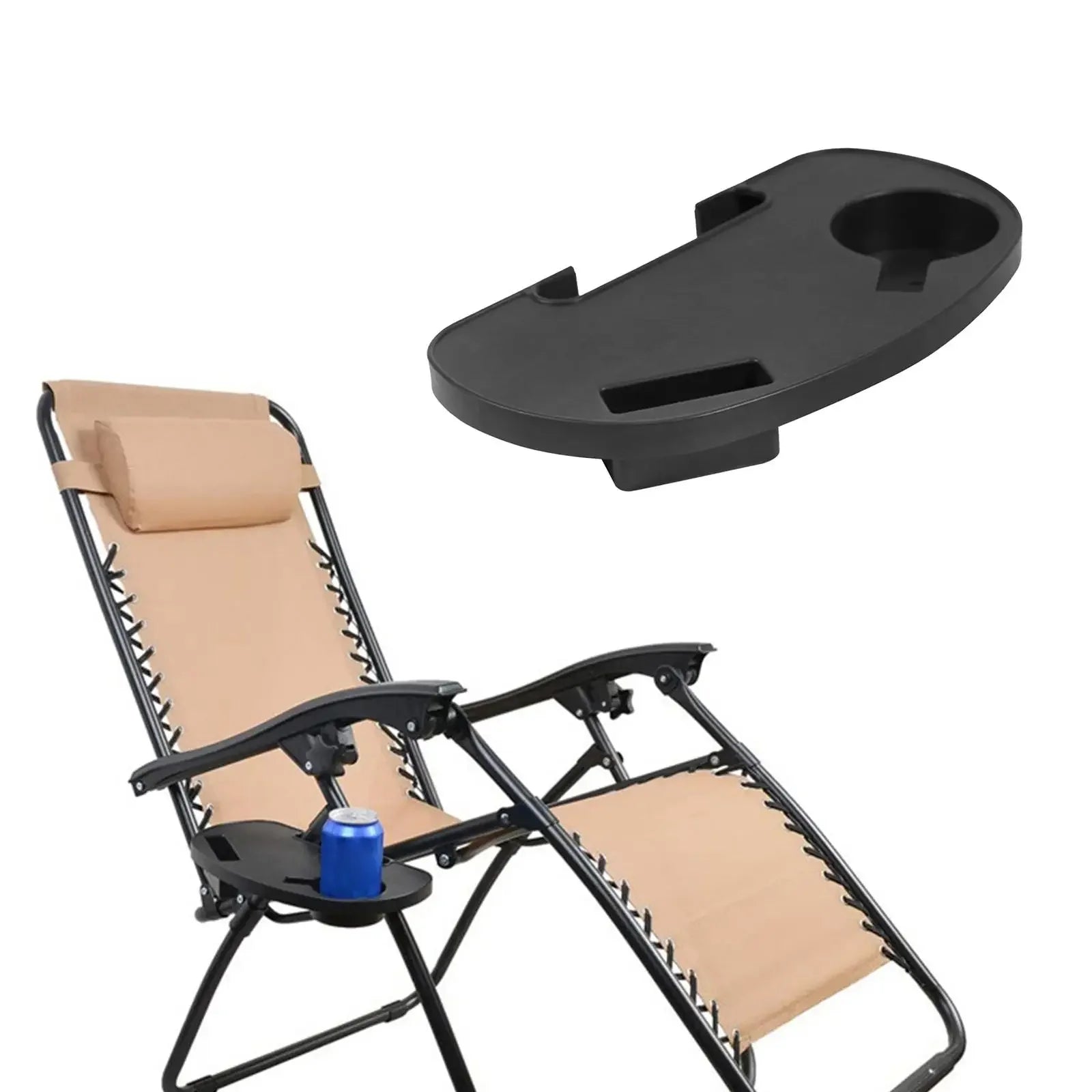Plastic Universal Chair Cup Holder Snack Tray for Leisure Chair Garden Recliner Sun Lounger Clip Side Table（Excluding Chairs）