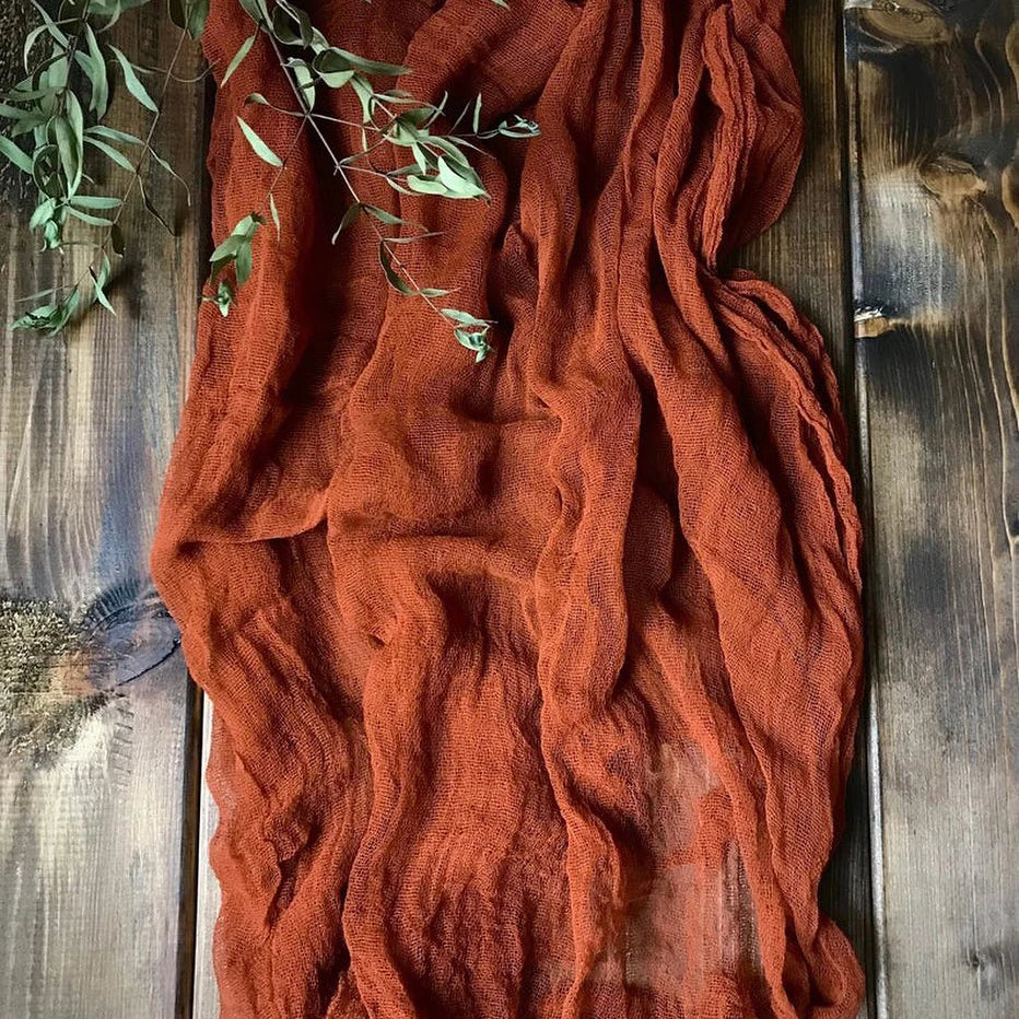 Semi-Sheer Gauze Table Runner Sage Cheesecloth Table Setting Dining Vintage Wedding Party Christmas Banquets Arches Cake Decor