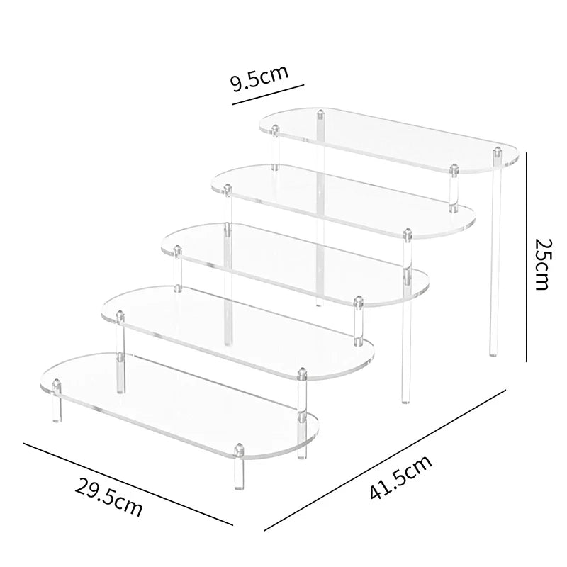 Acrylic Display Stand Rounded Corners Display Shelf Cupcake Perfume Jewelry Organizer Transparent Shelves Storage Organization