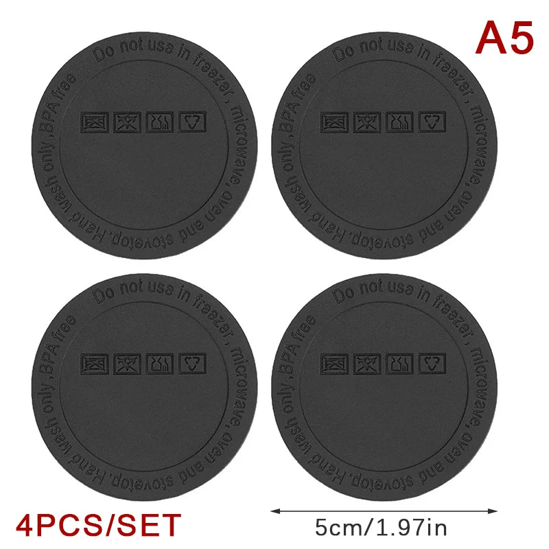 4Pcs Round Black Rubber Coaster Pad Self Adhesive Cup Bottom Stickers Non-slip Anti-scald Tumbler Cup Protective Pads