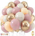 40Pcs Boho Pink Sand White Latex Balloons 10inch Metal Chrome Gold Balloons for Birthday Wedding Baby Shower Party Decor Globos