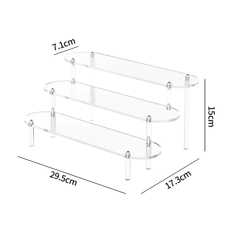 Acrylic Display Stand Rounded Corners Display Shelf Cupcake Perfume Jewelry Organizer Transparent Shelves Storage Organization
