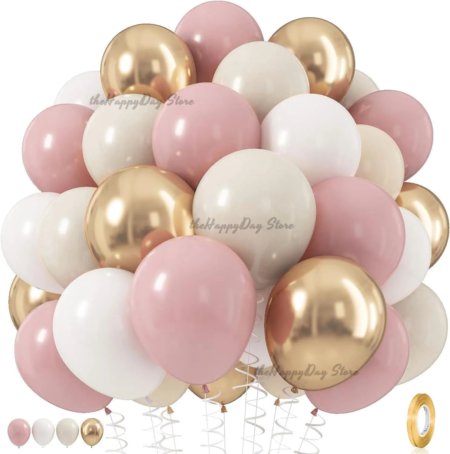 40Pcs Boho Pink Sand White Latex Balloons 10inch Metal Chrome Gold Balloons for Birthday Wedding Baby Shower Party Decor Globos