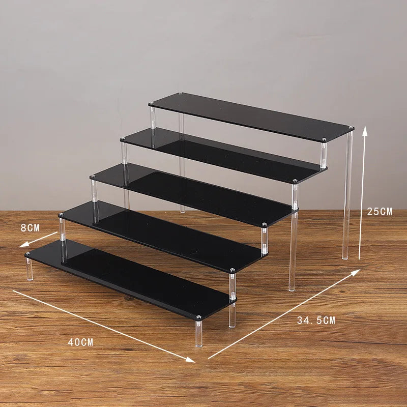 Black Acrylic Riser Display Shelf Perfume Stand Cologne Cupcake Stand for Funko POP Figures Desserts Holder Collection Cosmetic