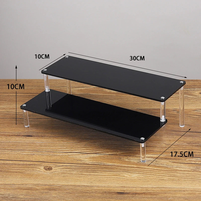 Black Acrylic Riser Display Shelf Perfume Stand Cologne Cupcake Stand for Funko POP Figures Desserts Holder Collection Cosmetic
