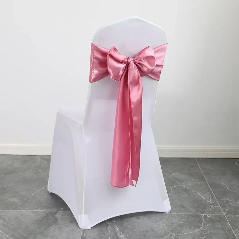 Satin Sash Bow Tie Self-Tie Wedding Decoration Chair - Shiny Look Luxury for Birthday Party Festival Hotel Holiday Dining Room