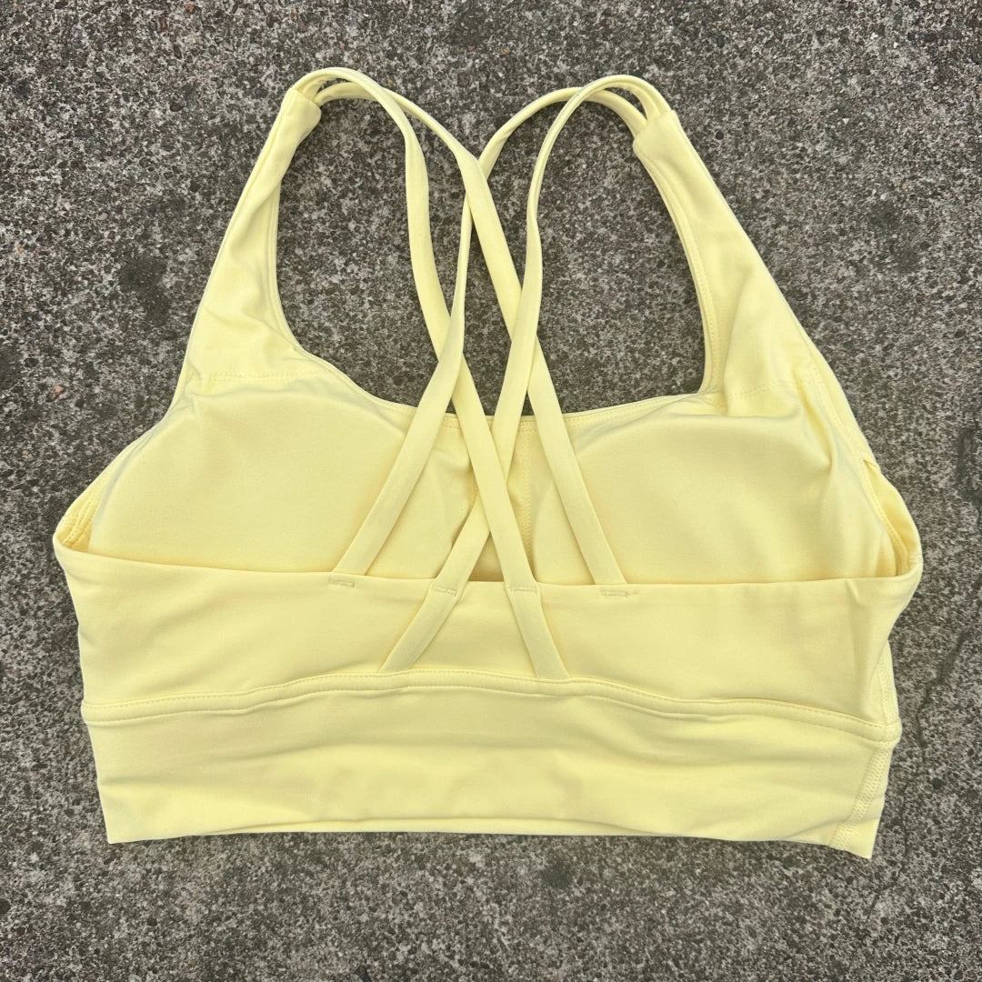 Solid Color Soft Cross Back Women Fitness Bra Tights Yoga Vest High Strength Shockproof Gym Sports Top Push Up With Chest Pad