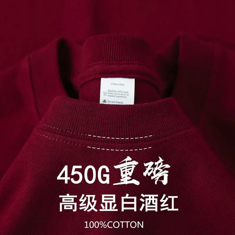 100% Cotton T Shirts Unisex 450G High Quality White T-shirts Tee Shirts Summer Blank Tshirt For Men Camisetas Para Hombre