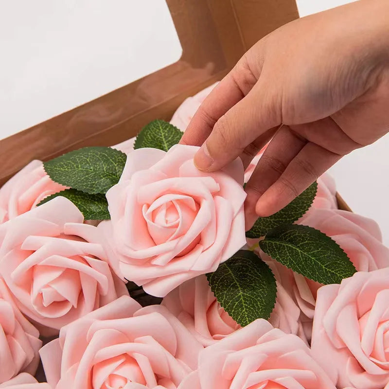 10~100pcs Rose Artificial Flowers Foam Fake Roses Wedding Bouquets Centerpieces Mothers Day Valentines Gifts Party Decoration