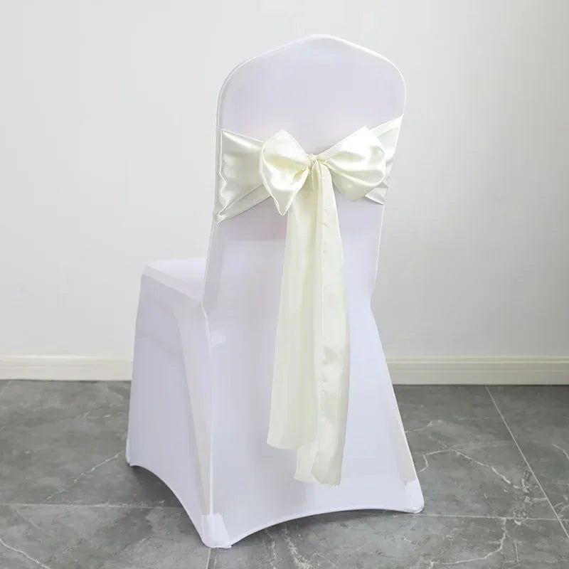 Satin Sash Bow Tie Self-Tie Wedding Decoration Chair - Shiny Look Luxury for Birthday Party Festival Hotel Holiday Dining Room