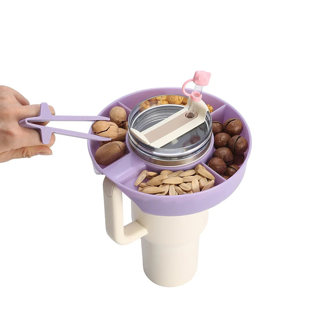 Snack Bowl for Stanley 40oz Tumbler with Handle Snack Tray with 4 Compartment Compatible Outdoor Activities Cup Accessories