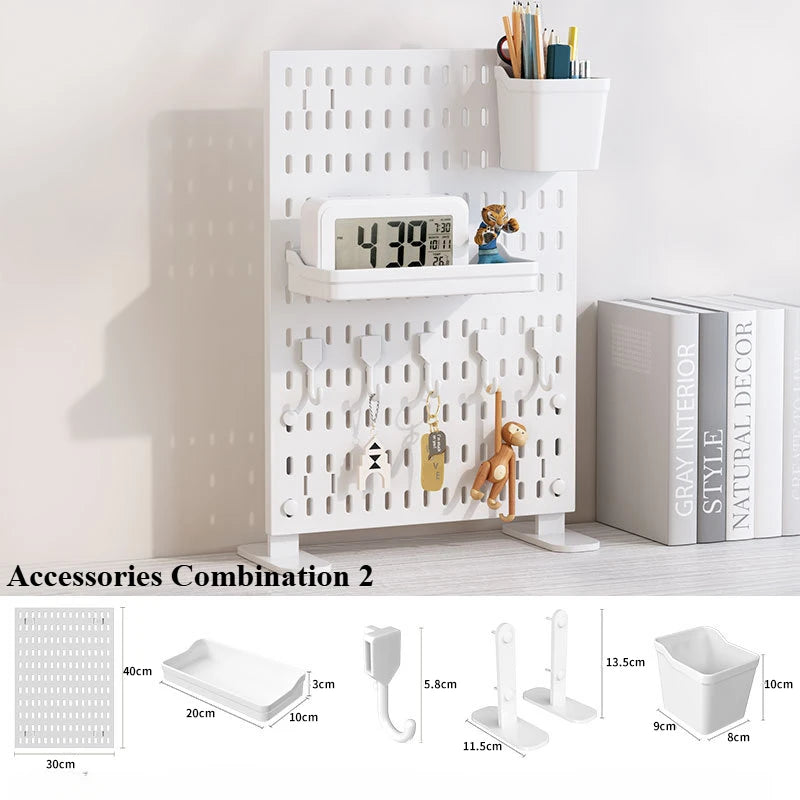 INS Style Punch-free Hole Board Wall Shelf Hooks Self-adhesive Desk Vertical Rack Accessories Hook Wall Decoration Organizer