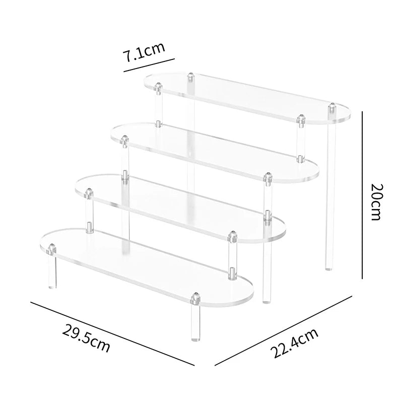 Acrylic Display Stand Rounded Corners Display Shelf Cupcake Perfume Jewelry Organizer Transparent Shelves Storage Organization