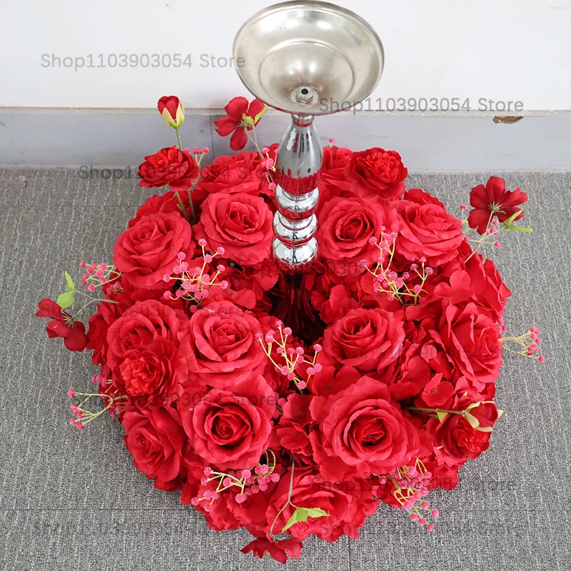 New 70/50/40/30/20cm Wedding Table Centerpiece Flower Wreath, Candlestick Decor, Rose, Green Leaf, Floral Arrangement, Christmas