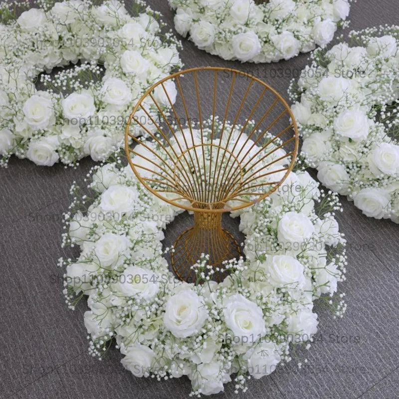 New 70/50/40/30/20cm Wedding Table Centerpiece Flower Wreath, Candlestick Decor, Rose, Green Leaf, Floral Arrangement, Christmas