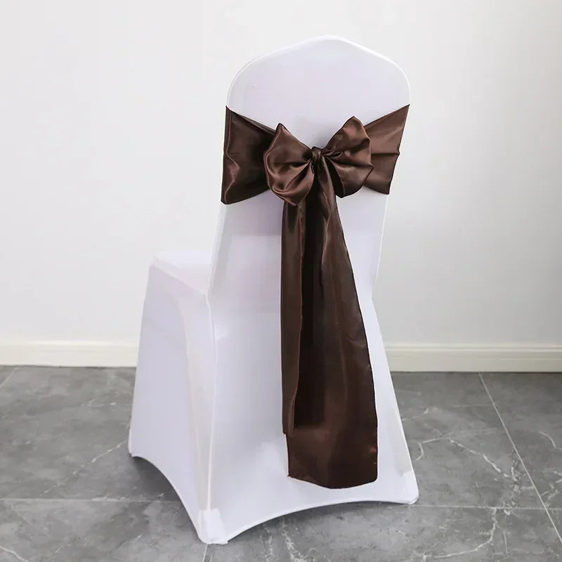 Satin Sash Bow Tie Self-Tie Wedding Decoration Chair - Shiny Look Luxury for Birthday Party Festival Hotel Holiday Dining Room
