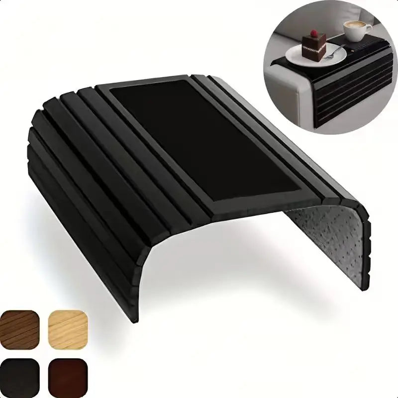 Couch Cup Holder Bamboo Wood Sofa Armrest Tray Foldable Sofa Cup Holder Anti-Slip Couch Arm Cup Holder Sofa Side Storage Tray