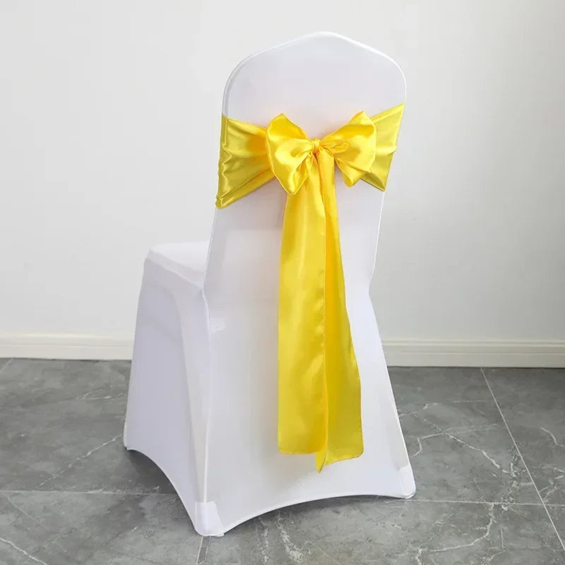 Satin Sash Bow Tie Self-Tie Wedding Decoration Chair - Shiny Look Luxury for Birthday Party Festival Hotel Holiday Dining Room