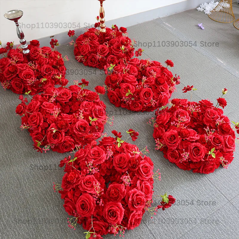 New 70/50/40/30/20cm Wedding Table Centerpiece Flower Wreath, Candlestick Decor, Rose, Green Leaf, Floral Arrangement, Christmas