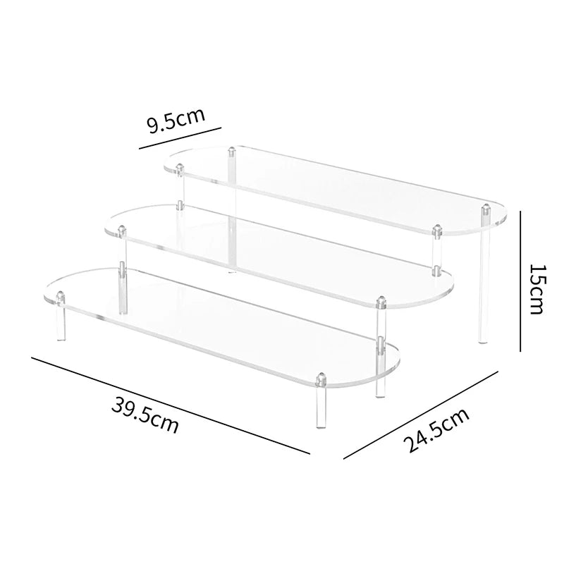 Acrylic Display Stand Rounded Corners Display Shelf Cupcake Perfume Jewelry Organizer Transparent Shelves Storage Organization