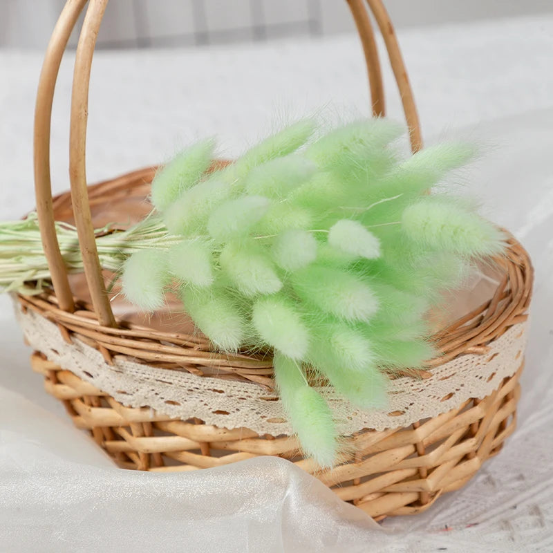 50Pcs Fluffy Bunny Rabbit Tail Grass Dried Flowers Bouquet Wedding Christmas Decor Natural Pampas Boho Home Autumn Decoration