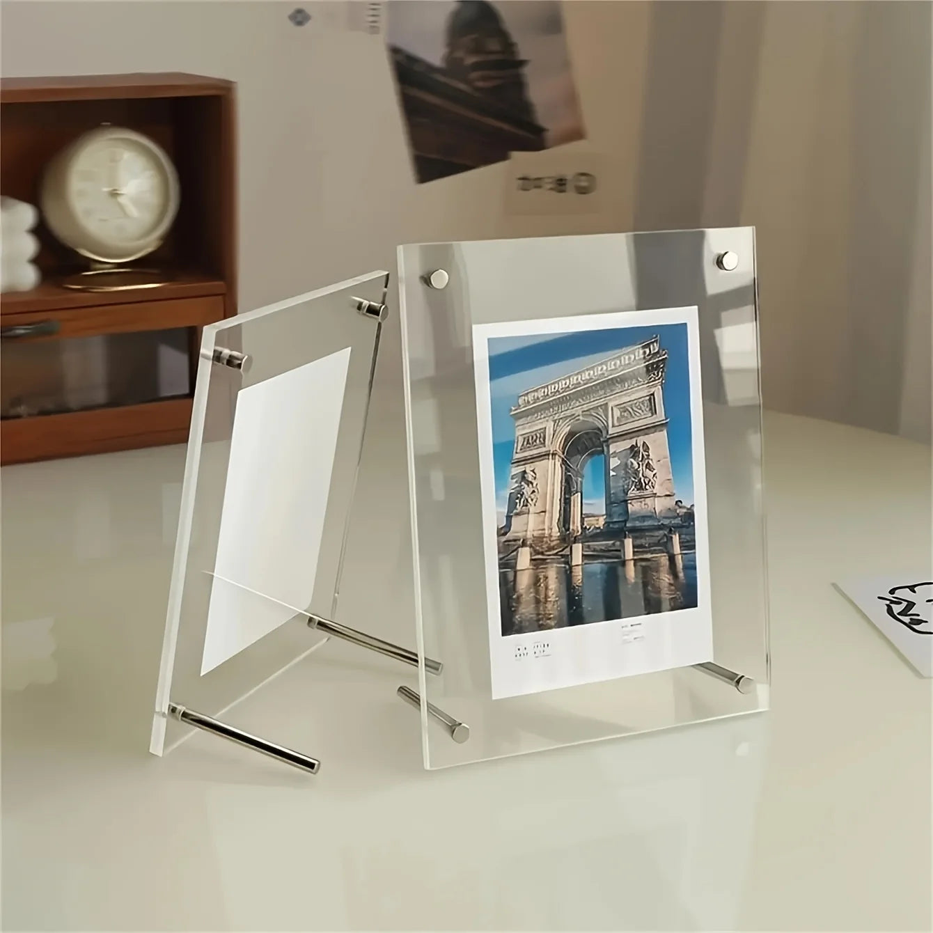 1 Pack of 5-10 Inch A4/A5 Acrylic Photo Frame Classic Tilted Desktop Display Stand for Photo Home Decoration