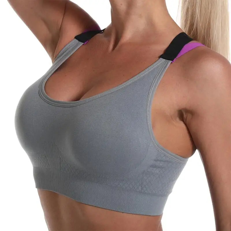 Color Blocked Cross Beautiful back Sports Bra Without Steel Ring Yoga Vest Professional Shock Resistant Running Fitness Bralette