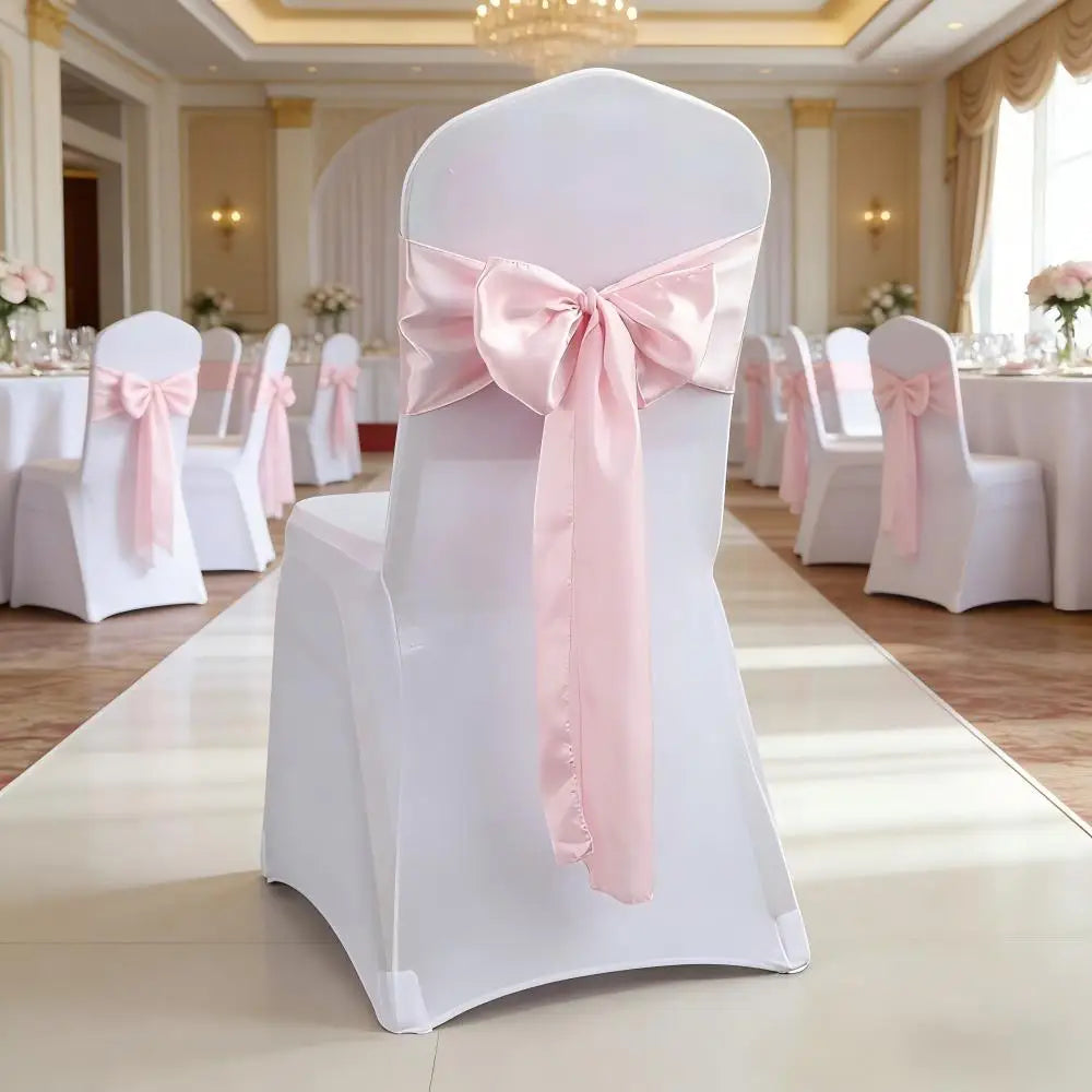 Satin Sash Bow Tie Self-Tie Wedding Decoration Chair - Shiny Look Luxury for Birthday Party Festival Hotel Holiday Dining Room