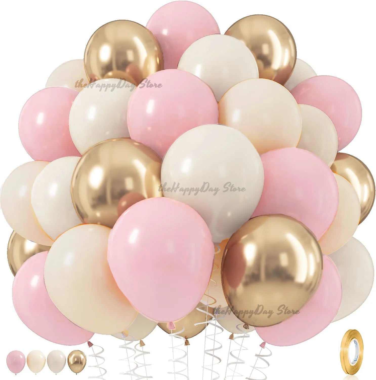 40Pcs Boho Pink Sand White Latex Balloons 10inch Metal Chrome Gold Balloons for Birthday Wedding Baby Shower Party Decor Globos