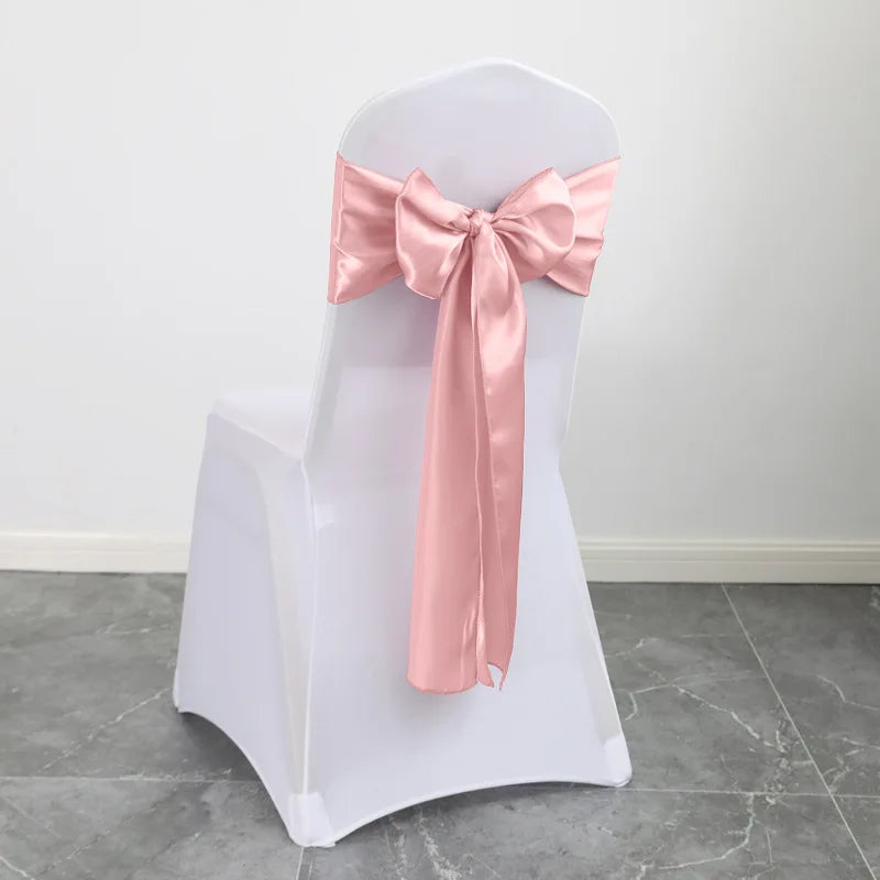 Satin Sash Bow Tie Self-Tie Wedding Decoration Chair - Shiny Look Luxury for Birthday Party Festival Hotel Holiday Dining Room