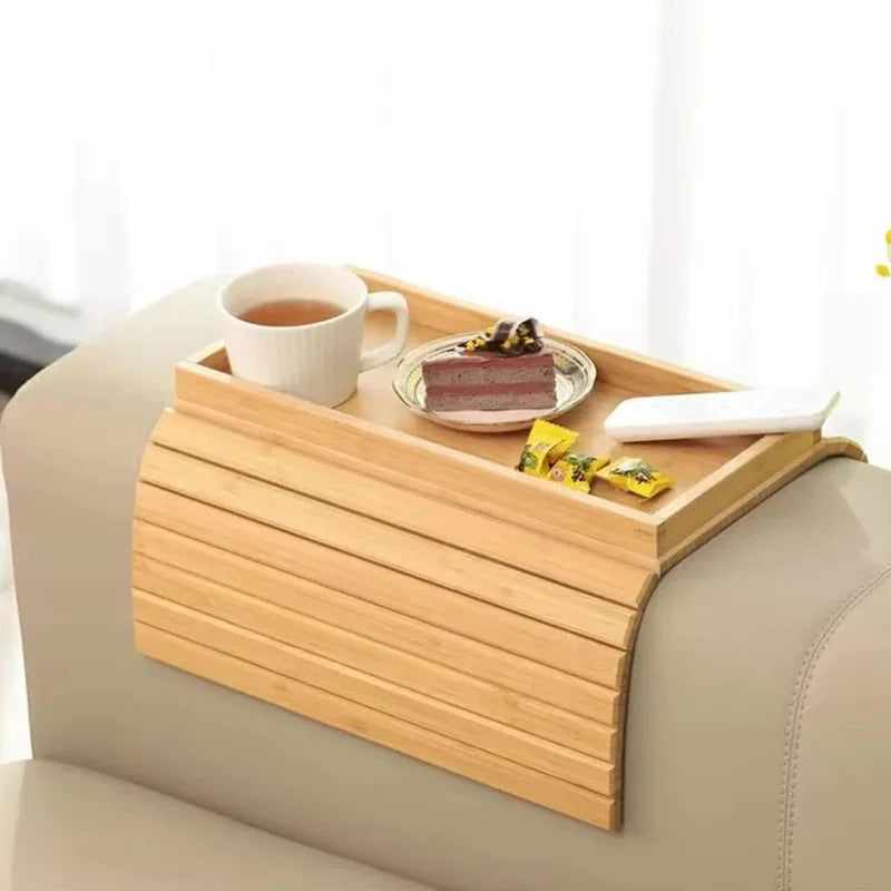 Couch Cup Holder Natural Anti-Slip Bamboo Sofa Armrest Tray Foldable Multifunctional Sofa Cup Holder for Cups Remote Control