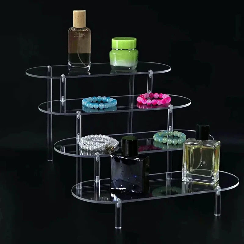 Acrylic Display Stand Rounded Corners Display Shelf Cupcake Perfume Jewelry Organizer Transparent Shelves Storage Organization