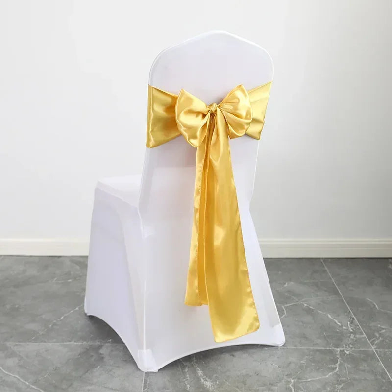 Satin Sash Bow Tie Self-Tie Wedding Decoration Chair - Shiny Look Luxury for Birthday Party Festival Hotel Holiday Dining Room