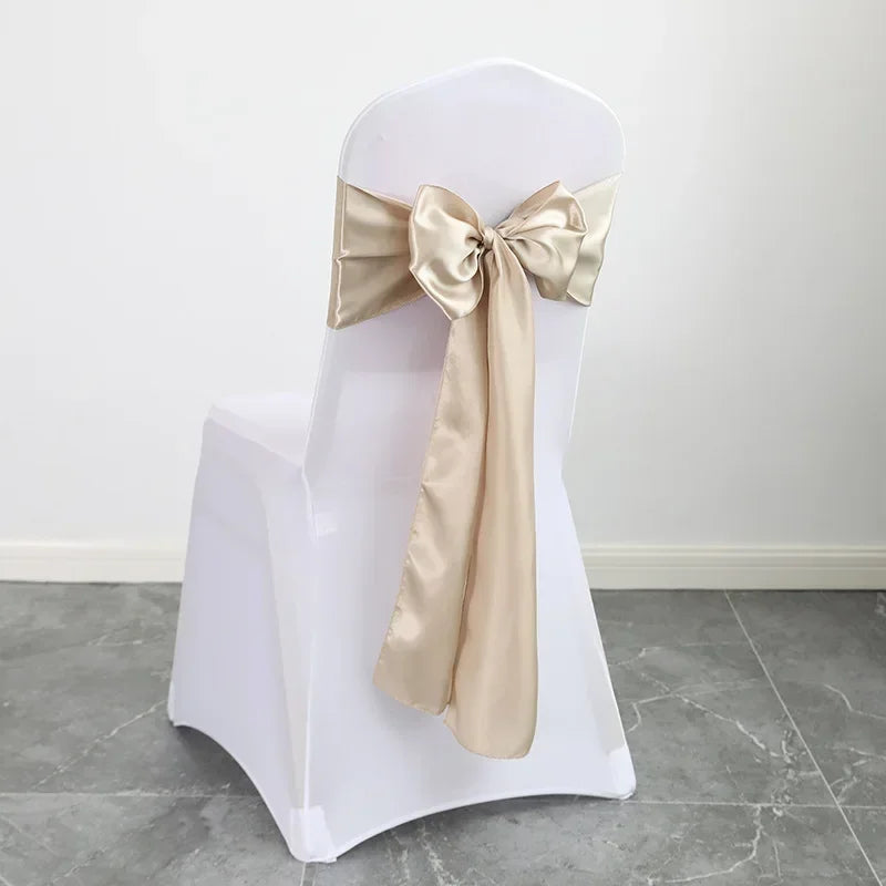 Satin Sash Bow Tie Self-Tie Wedding Decoration Chair - Shiny Look Luxury for Birthday Party Festival Hotel Holiday Dining Room