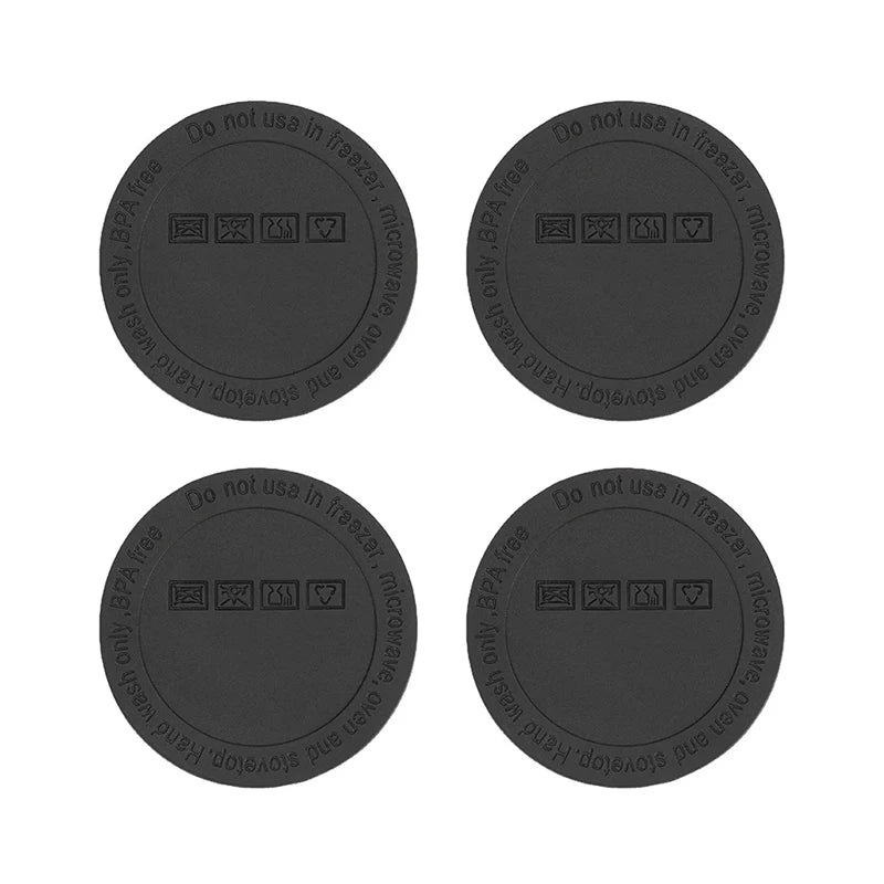 4Pcs Round Black Rubber Coaster Pad Self Adhesive Cup Bottom Stickers Non-slip Anti-scald Tumbler Cup Protective Pads