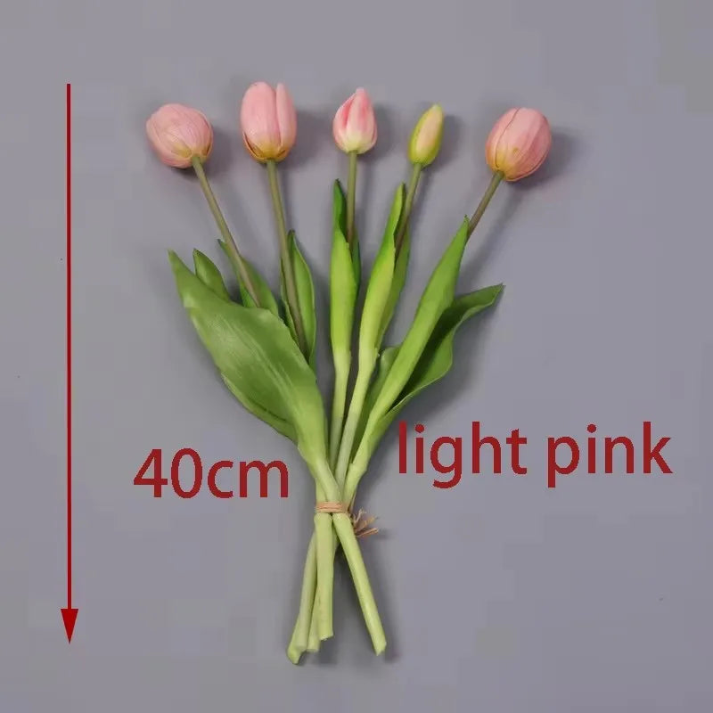 5pcs/Bouquet New Silicone Tulip Artificial Flower 40cm Real Touch Fake Plant B For Wedding Decoration Home Garen Acceeeories
