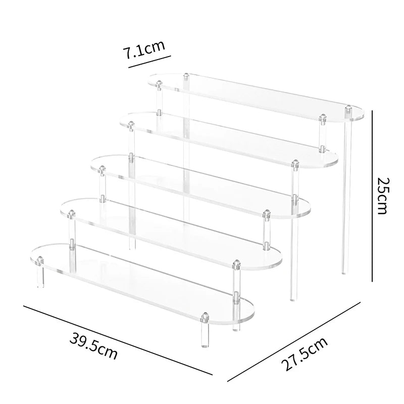 Acrylic Display Stand Rounded Corners Display Shelf Cupcake Perfume Jewelry Organizer Transparent Shelves Storage Organization